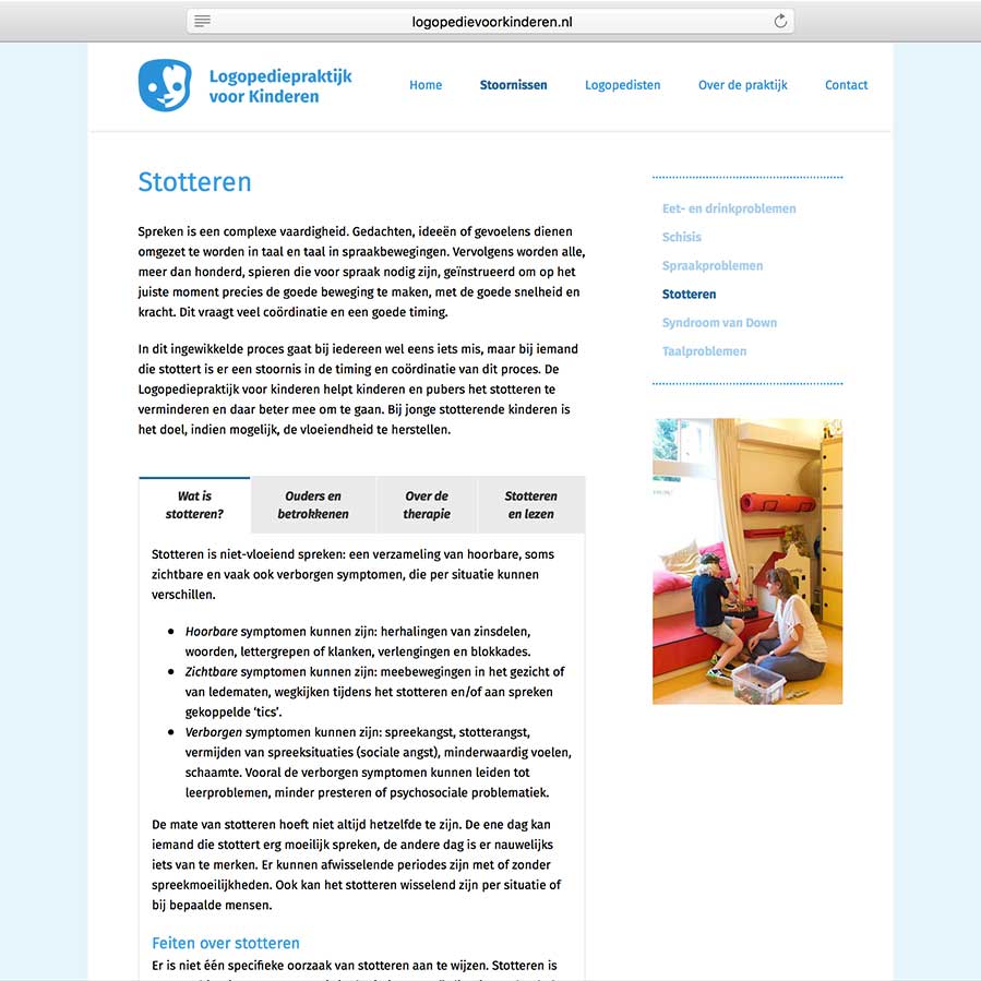 website Logopediepraktijk voor Kinderen